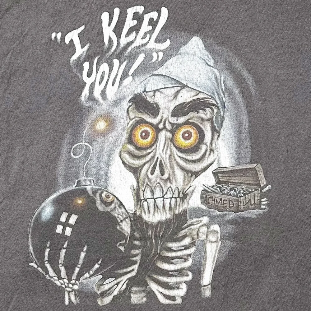 Jeff Dunham I Keel You Skeleton Graphic {Gildan} T-Shirt Grey Unisex M